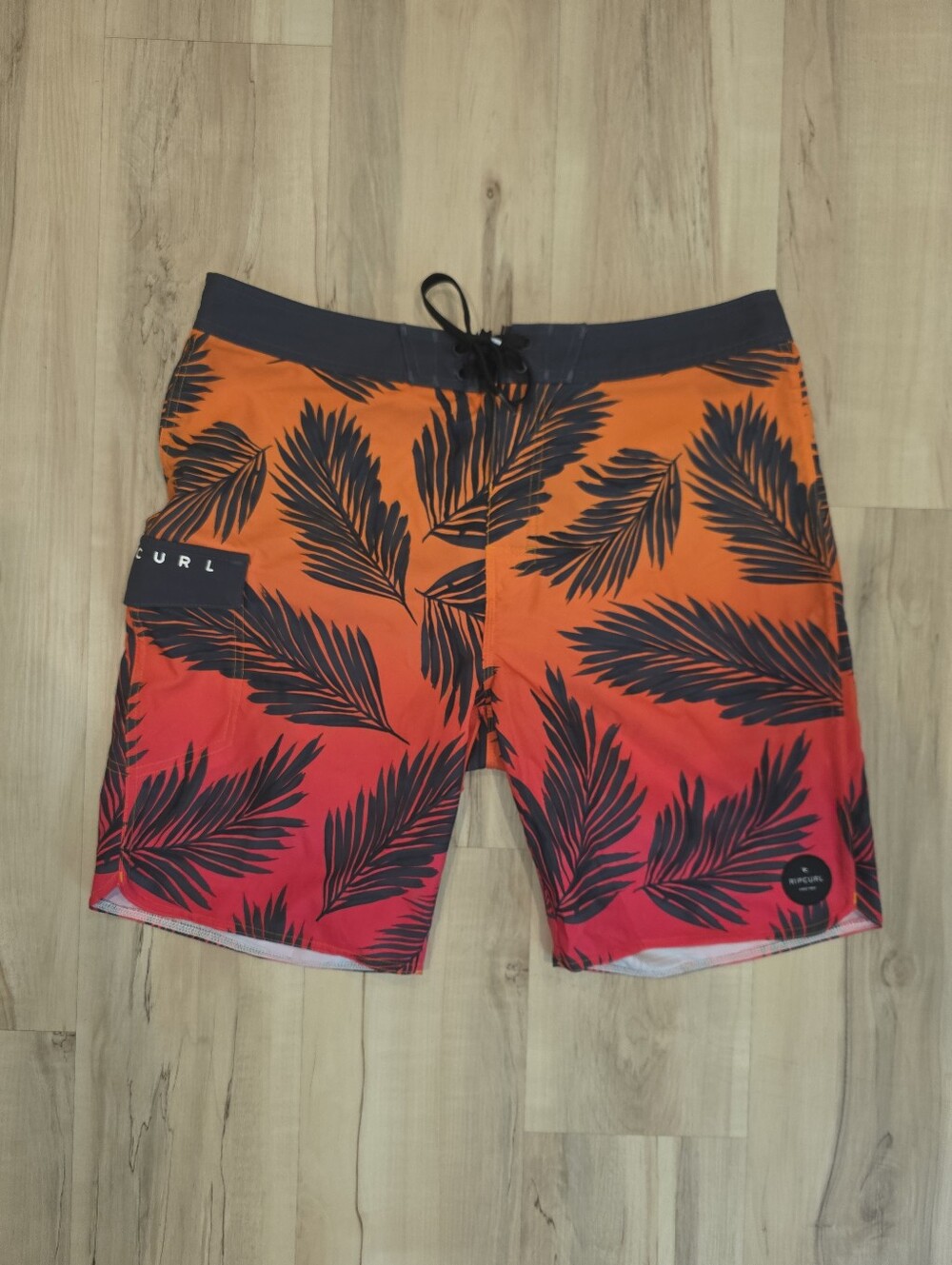 Rip Curl Orange‎ to Red Gradient Palm Print Board Shorts